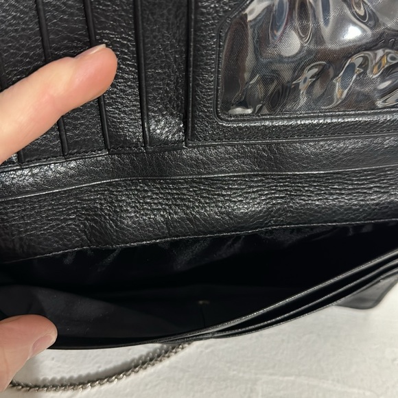 Brighton black croc embossed leather clutch/wallet w/ chain - Picture 7 of 15